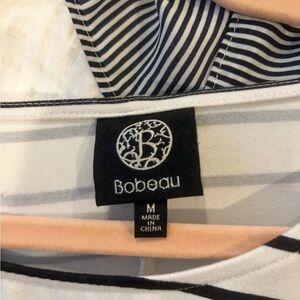 bobeau Black and White Striped Tee